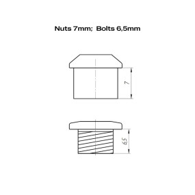 Nakrętki 7mm i śruby 6,5mm (4 sztuki)